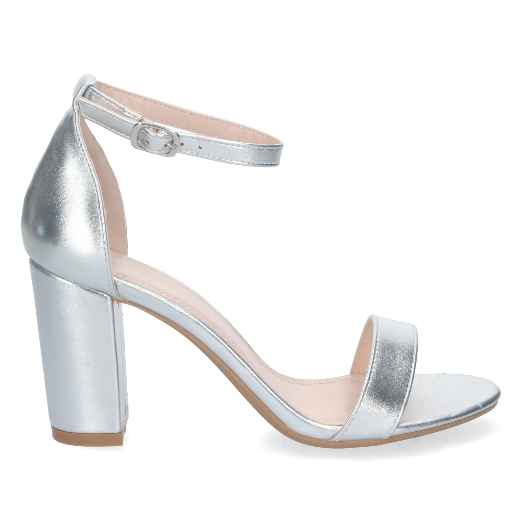 Sandalias Plateadas Tacón Mujer Cleopatra 002